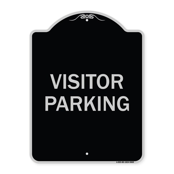 Signmission Designer Series Sign-Visitor Parking, Black & Silver Heavy-Gauge Aluminum, 24" x 18", BS-1824-9869 A-DES-BS-1824-9869 - main
